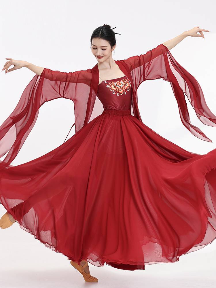Xuan Palace Classical Dance Dance Female Female Autumn Woods Long Gauze Chinese Style Performance Close Cardigan Top