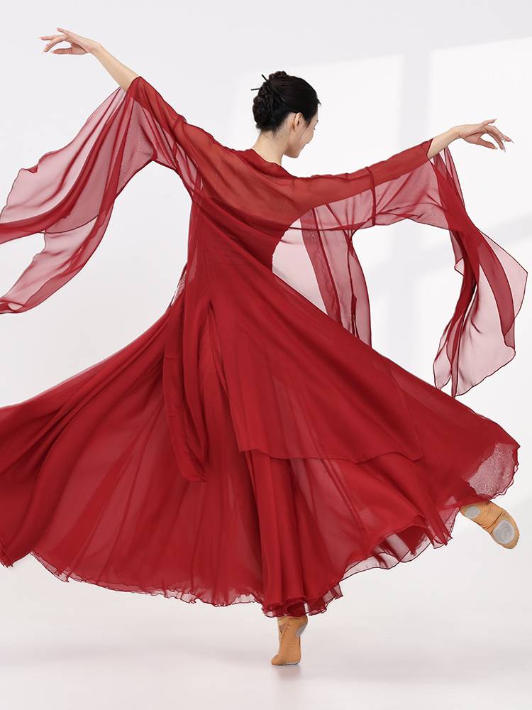 Xuan Palace Classical Dance Dance Female Female Autumn Woods Long Gauze Chinese Style Performance Close Cardigan Top