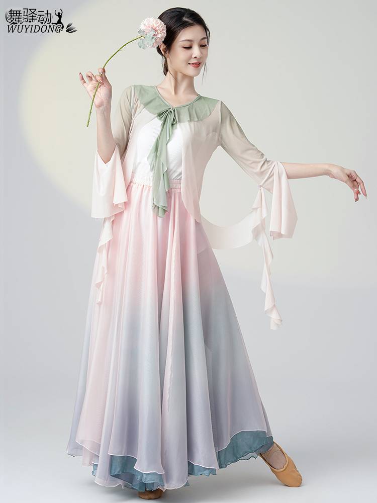Classical dance dance clothing gradient skirt, gauze training, elegant fairy performance service female long skirt performance suit suit