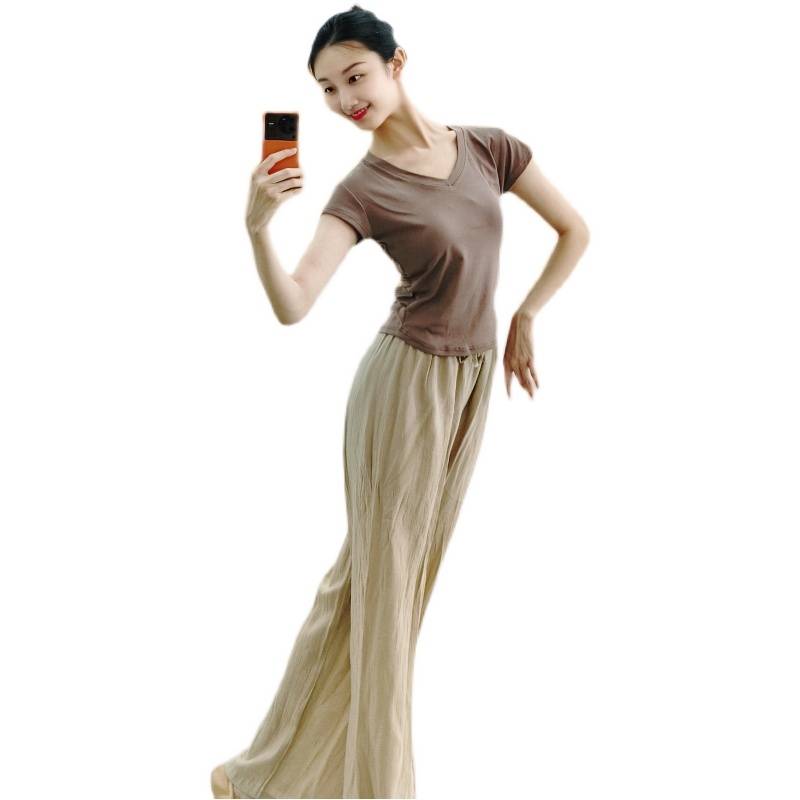 Modern dance summer adult dance service short -sleeved top training exercises, self -cultivation Chinese classical national dancing service female yoga