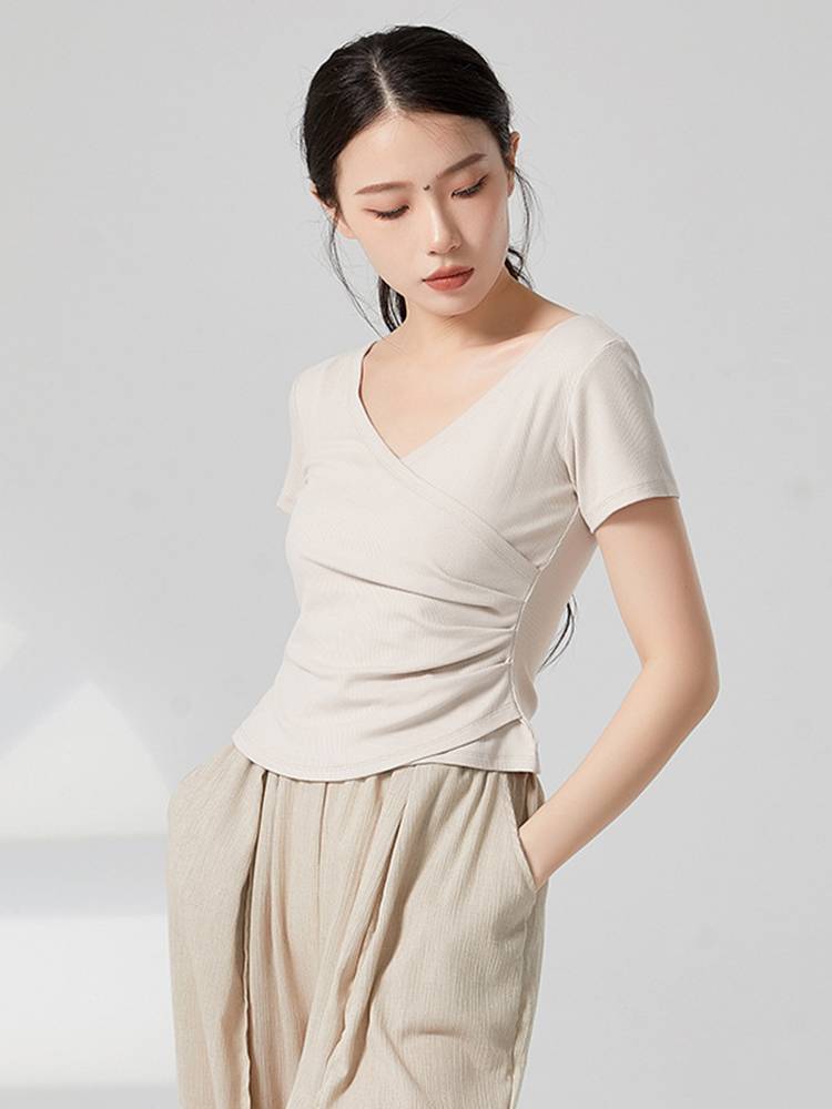 Classical dance exercise, female adult modern dance body performance clothing fashion dance top new spring and summer short sleeves