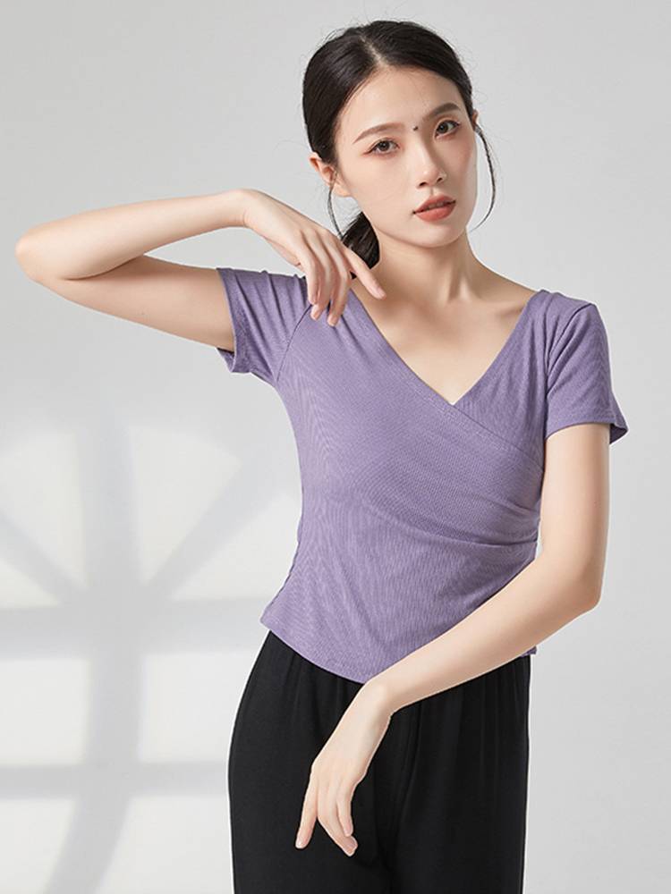 Classical dance exercise, female adult modern dance body performance clothing fashion dance top new spring and summer short sleeves