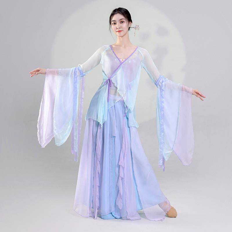 Classical dance clothing female elegant Chinese dance exercise, female body yun yun yunxian ancient style classical dance show show