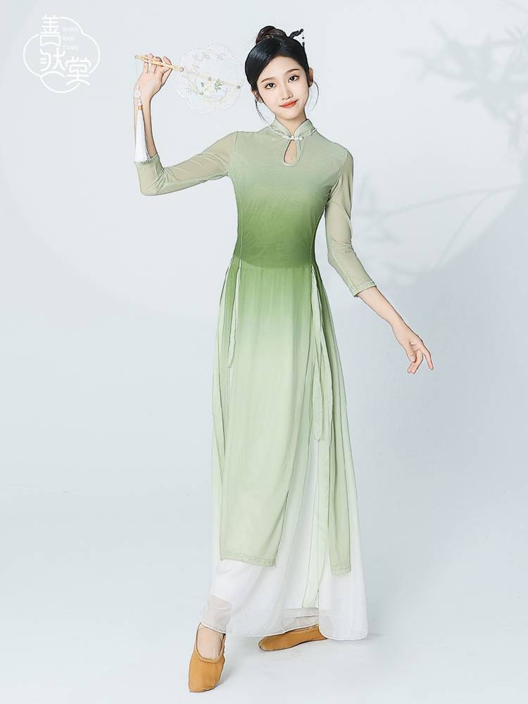 Shan Ran Hall's new classical dance gradual rhyme cheongsam ginematic practice service female Chinese dance nation dance clothing top
