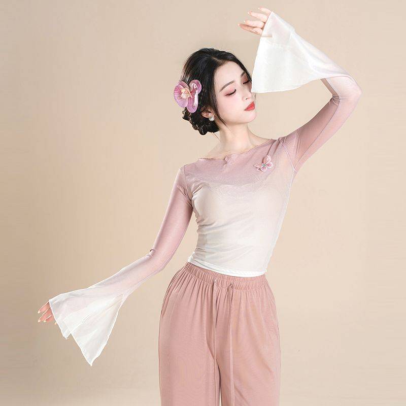 Classical dance gradual transformation of rhyme yae Chinese dance nation dance butterfly training clothes training body clothing top