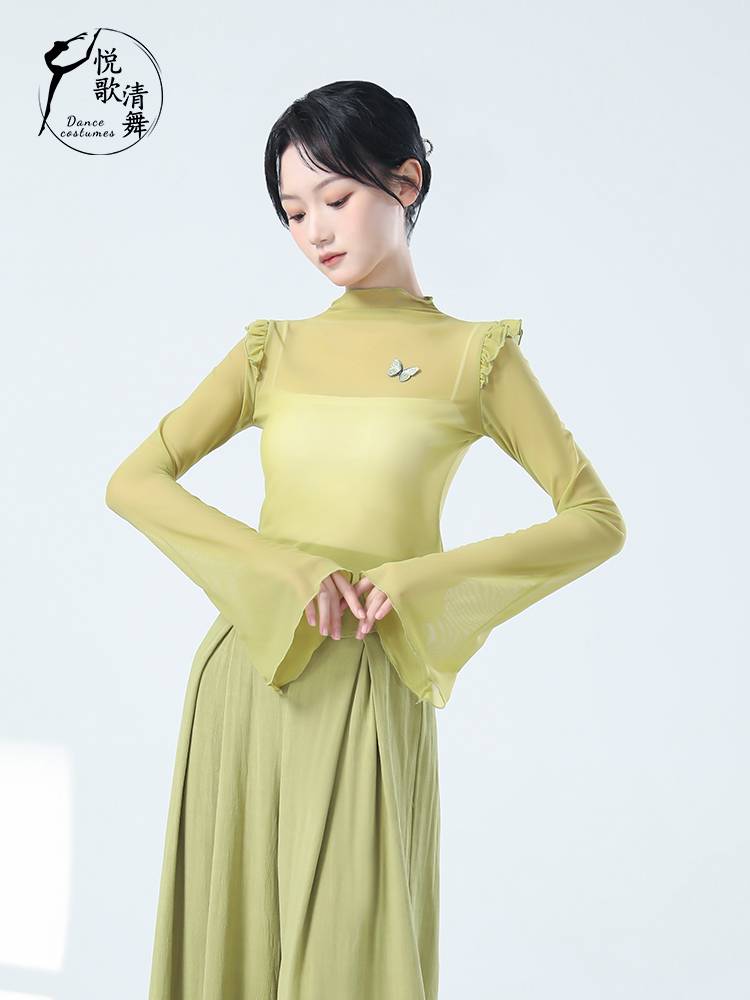 Classical dance gauze Chinese dance exercise service summer performance clothes elegant ballet dance top women's new style