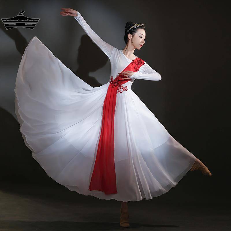 Classical dance big skirt performance clothes girl skirt I and my motherland dress dance clothing opening dance white