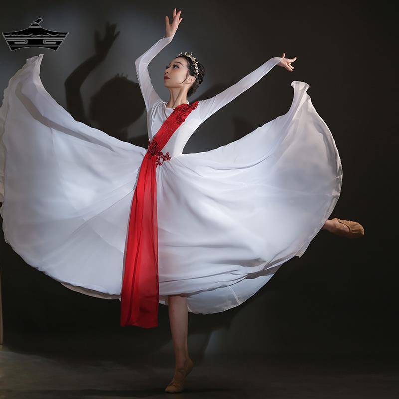 Classical dance big skirt performance clothes girl skirt I and my motherland dress dance clothing opening dance white