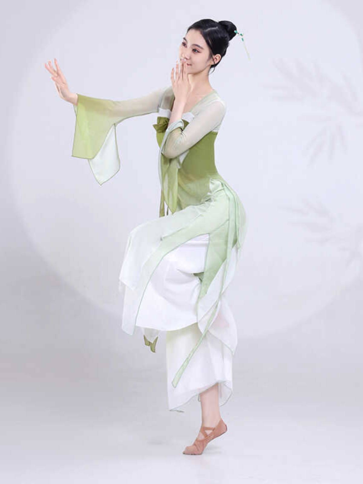 Classical dance clothing female gradient gauze, elegant breasts skirt, practice service, art test Chinese dance Han Tang performance clothing