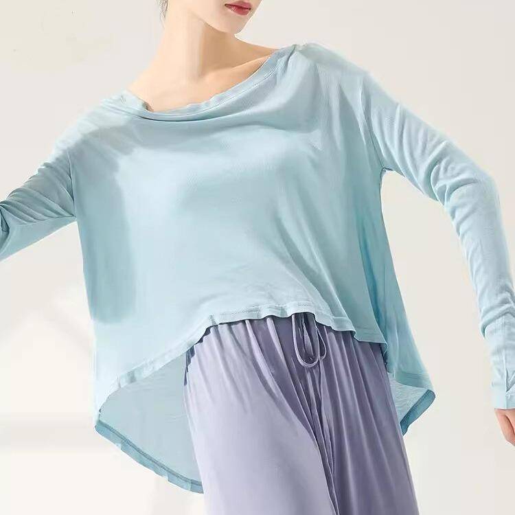 Modern dance practice service female loose long -sleeved blouse top Chinese dance shape classical dance clothing spring and autumn new
