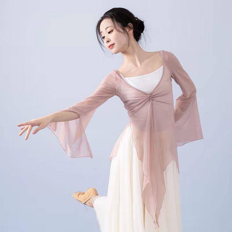 Classical dance body rhyme yae original immortal Chinese dance clothing, elegant and thin women's exercise, net gauze dance top