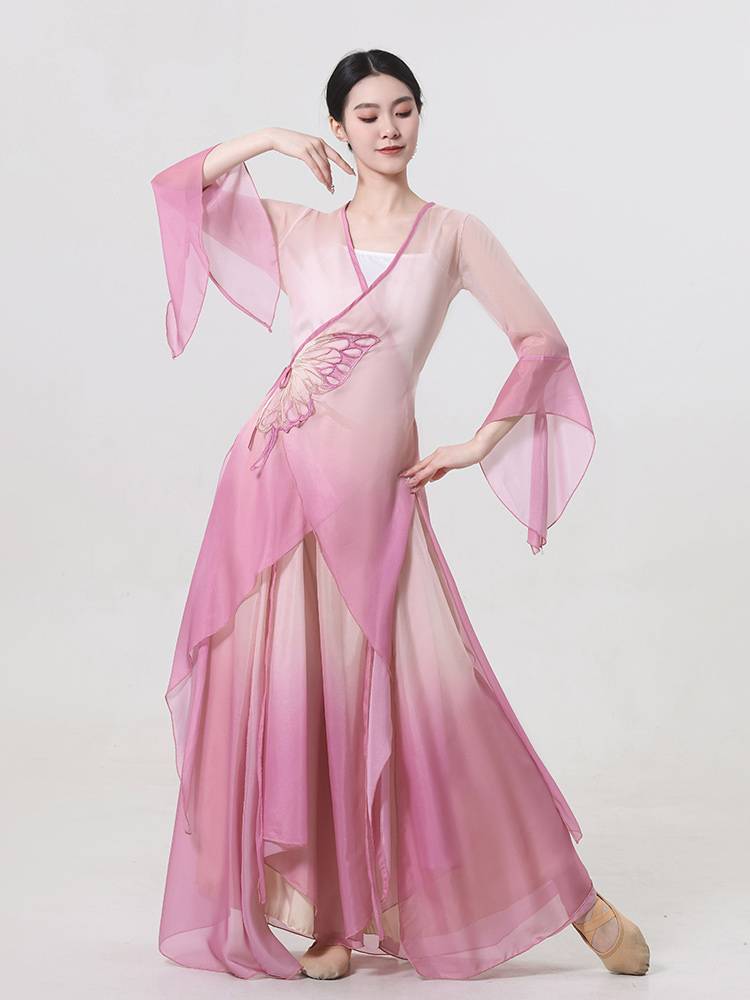 Classical dance yarn clothing body rhyme girl elegant butterfly gradient exercise performance service performance kiqi training Chinese dance service Chinese dance service