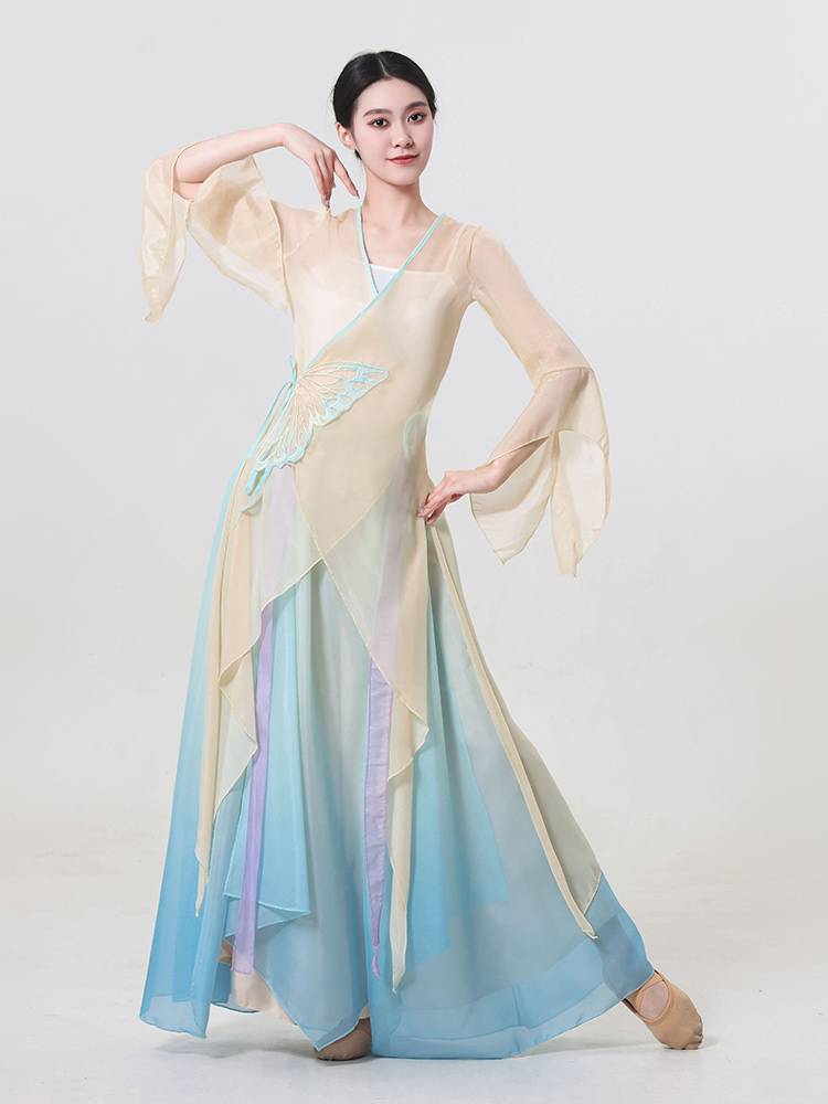 Classical dance yarn clothing body rhyme girl elegant butterfly gradient exercise performance service performance kiqi training Chinese dance service Chinese dance service