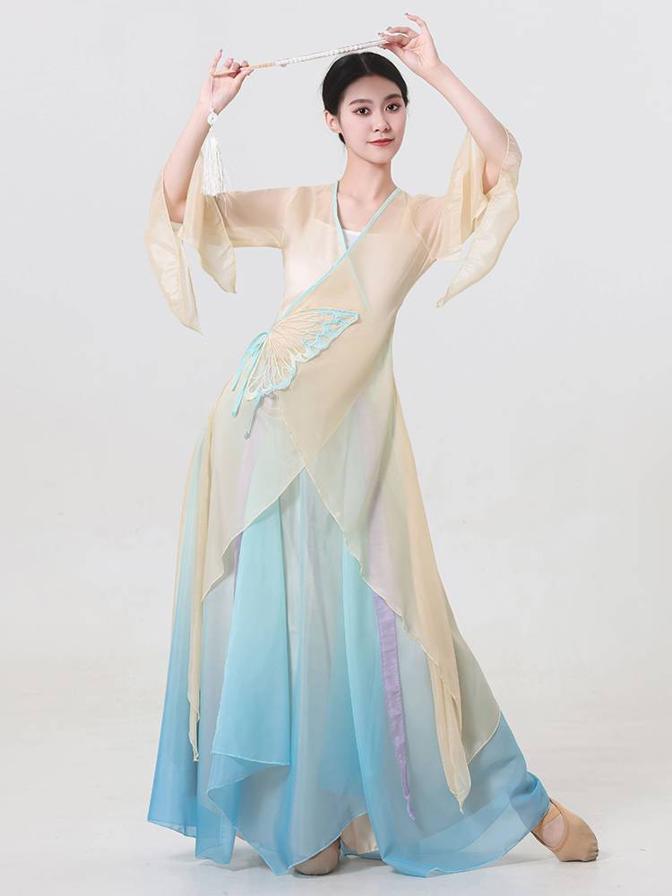 Classical dance yarn clothing body rhyme girl elegant butterfly gradient exercise performance service performance kiqi training Chinese dance service Chinese dance service
