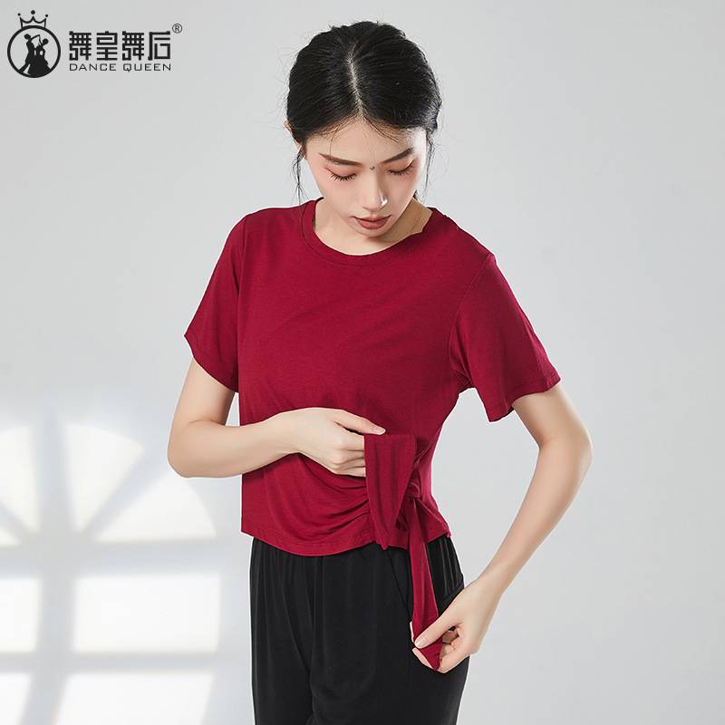 Side lace dance practice clothes, top female adult modern national classical dance -shaped teacher clothes dancing clothing