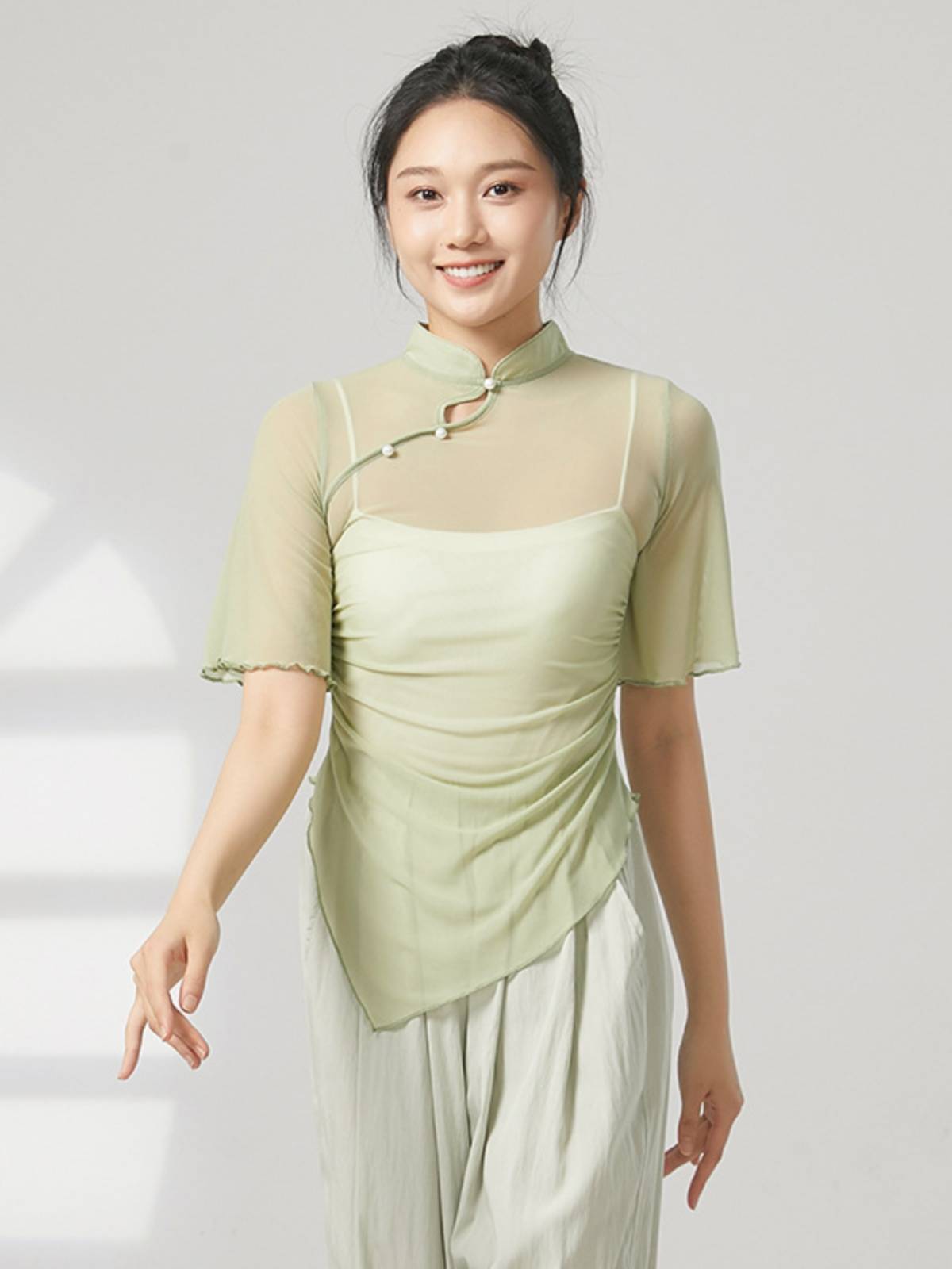 Classical dance clothing elegant yarn clothing body rhyme training service Chinese fairy net yarn top teacher class dance clothing