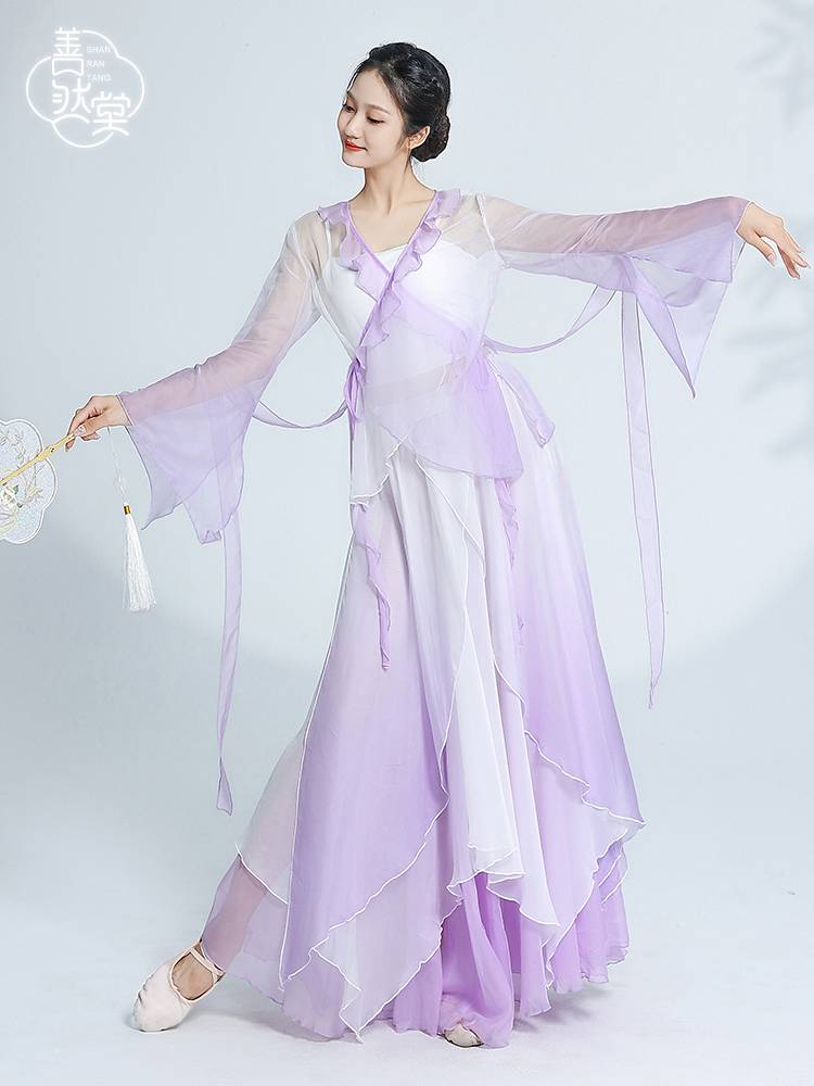 Shan Rantang Classical Dance Dance Practice clothes gauze jacket, body rhyme wide leg pants, elegant female Chinese dance performance clothing