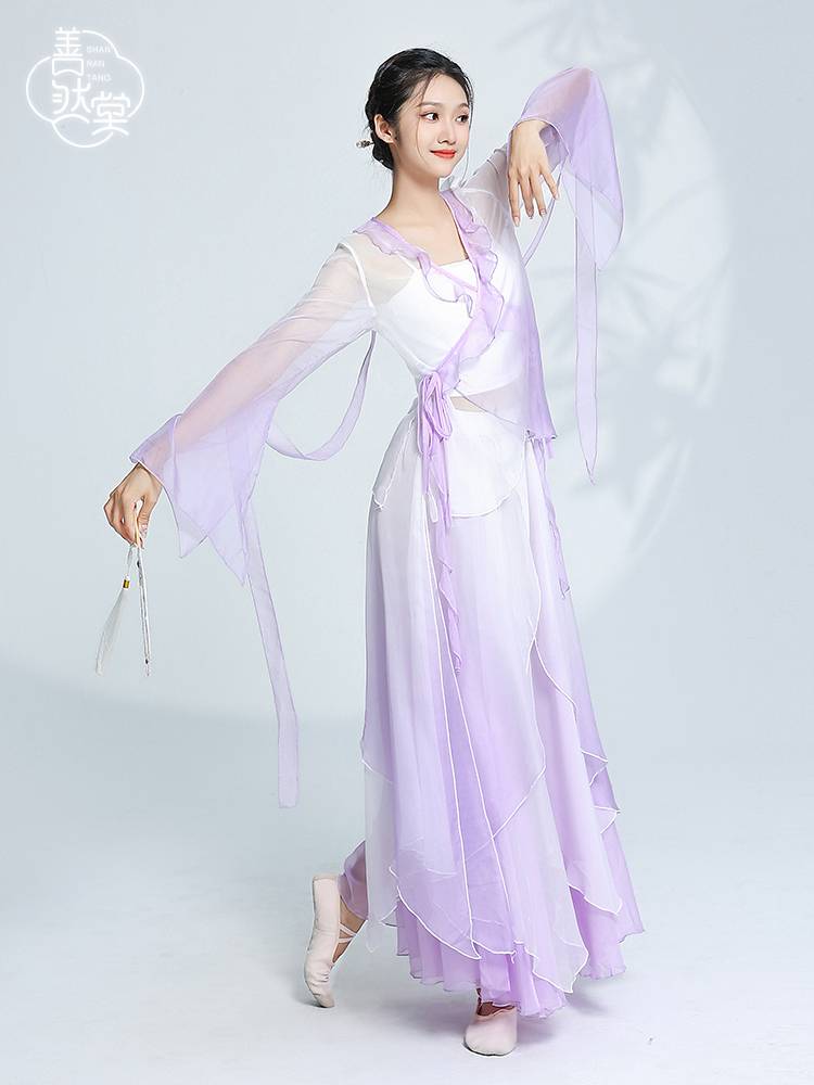 Shan Rantang Classical Dance Dance Practice clothes gauze jacket, body rhyme wide leg pants, elegant female Chinese dance performance clothing