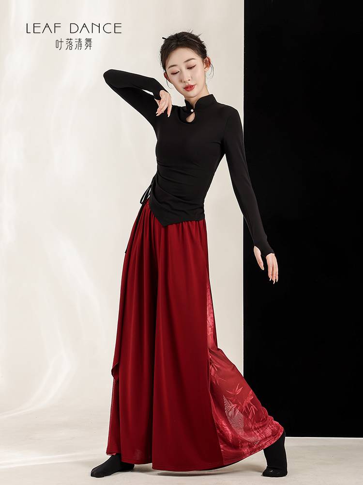 Ye Luoqing Dance Modern Dance Chinese Wind Stroke Ink Passion Tie, adult wide -legged classical dance pants practice service