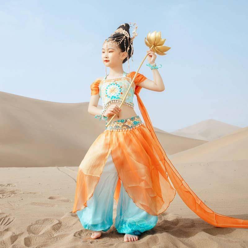 Dunhuang Feitian Children's Performance Service Girls Music Drum Hanfu Dance Service Classical Dance Exotic Style National Performance Service