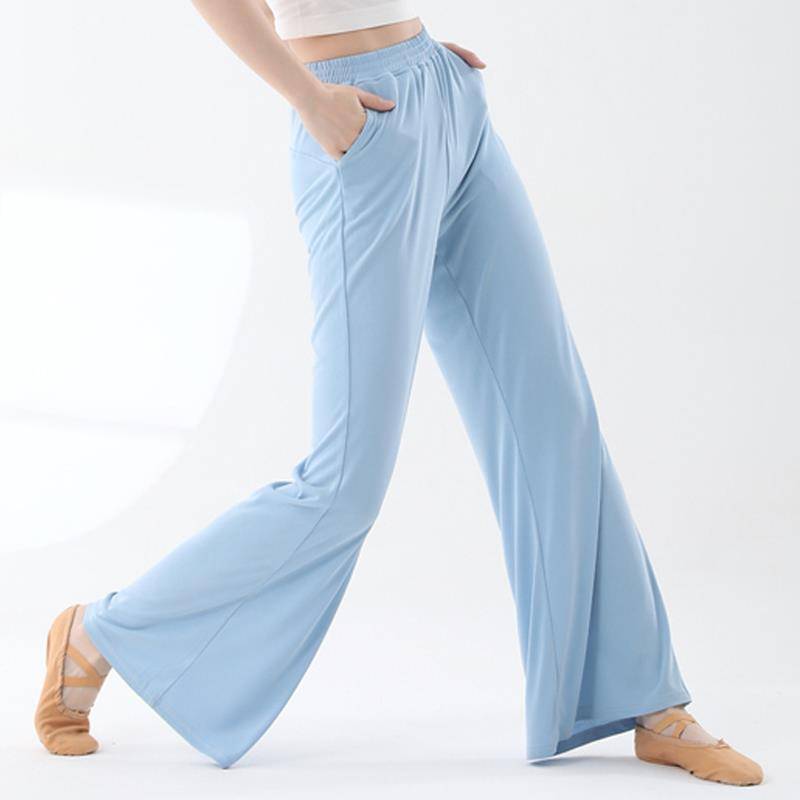 Classical dance exercise pants loose, elegant wide leg pants female copper ammonia straight trousers Chinese dance modern dance performance suit