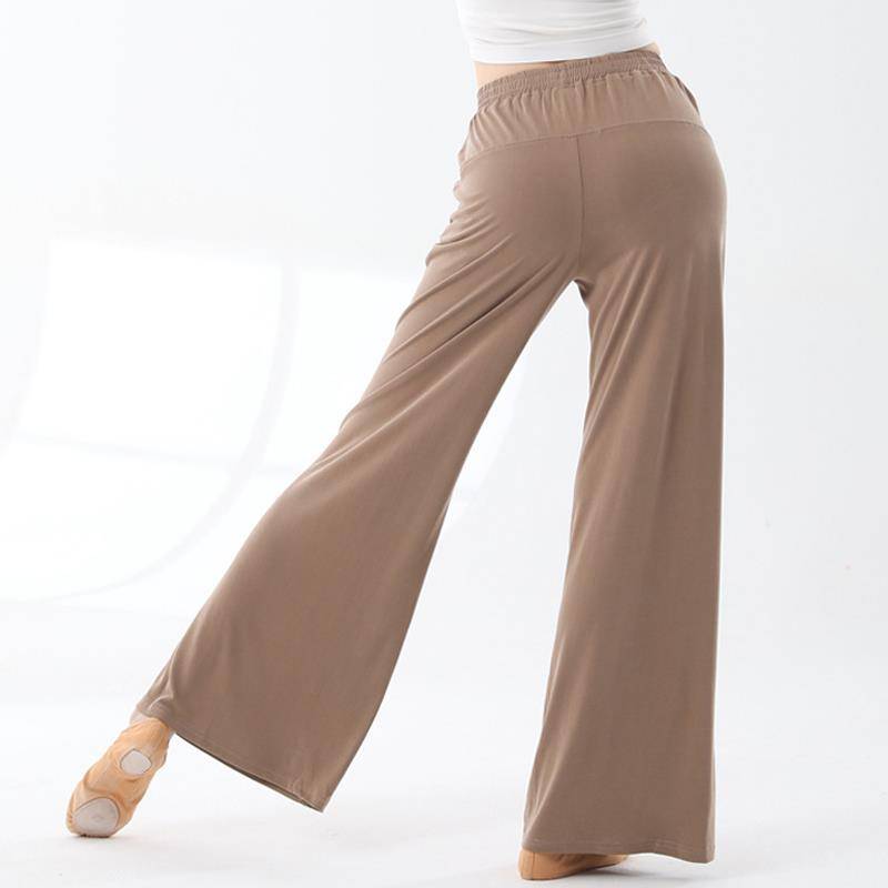 Classical dance exercise pants loose, elegant wide leg pants female copper ammonia straight trousers Chinese dance modern dance performance suit
