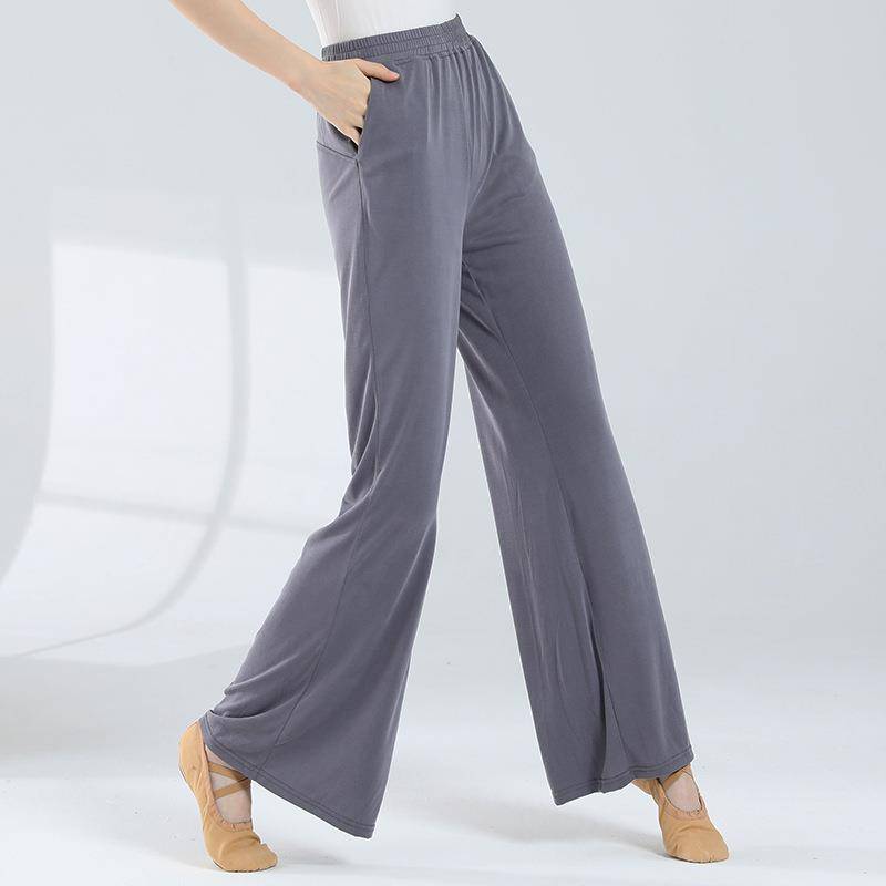 Classical dance exercise pants loose, elegant wide leg pants female copper ammonia straight trousers Chinese dance modern dance performance suit