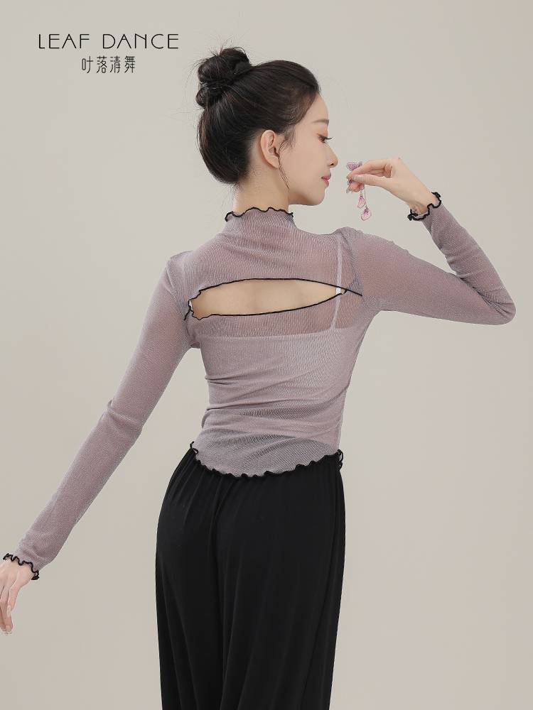 Ye Luo Qing Dance Classical Dance Body Rhyme Net Slutin, Film Flash Top Chinese Dance Girl Long -sleeved Modern Dance Practice Services
