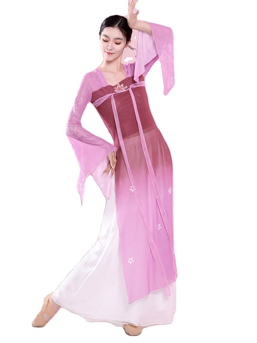 Classical dance dance clothing female Han Tang Qi bust ribbon, elegant and elegant gradient gauze Chinese dance performance clothing