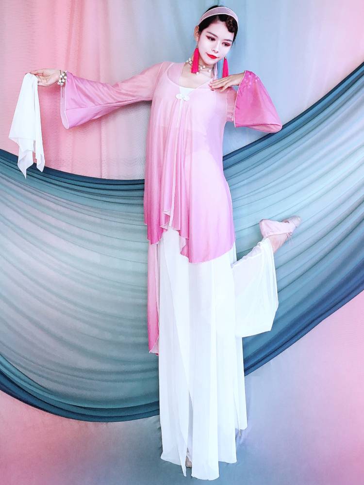 Classical Dance Performance Series Dance Flowing Set Dance Dance Skirts Gradient Gatey Jacket Chinese Dance Summer Children's Performance Services