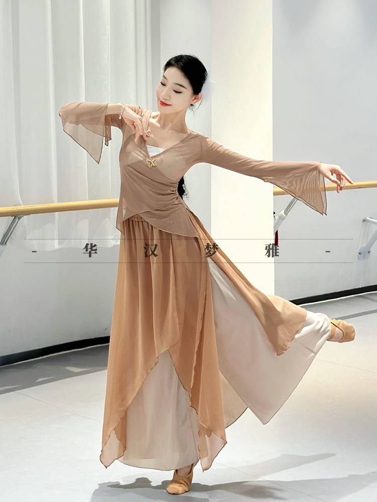 Classical dance clothing female body rhyme, elegant dance, horn sleeve gauze national style performance dance dance classical dance