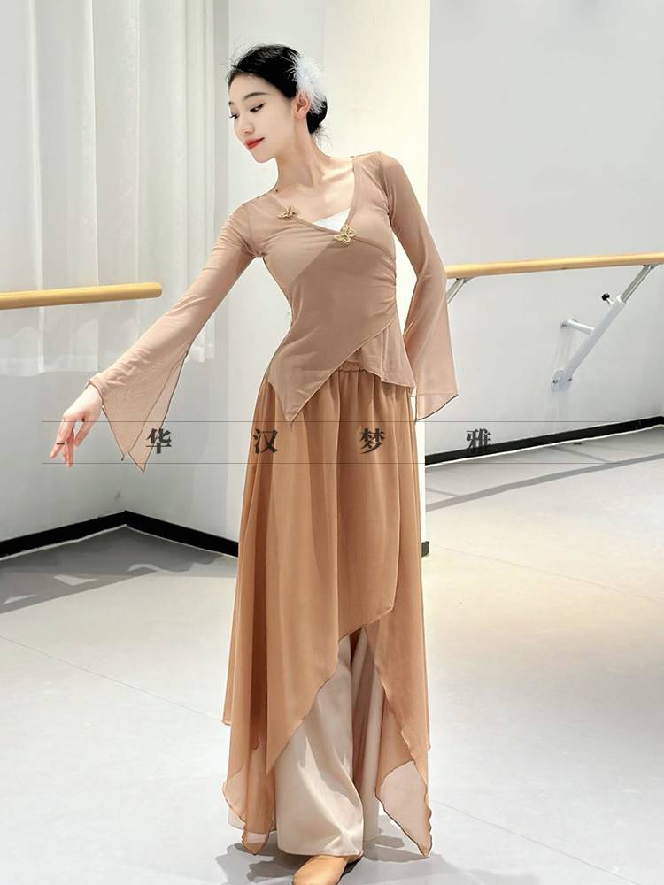 Classical dance clothing female body rhyme, elegant dance, horn sleeve gauze national style performance dance dance classical dance