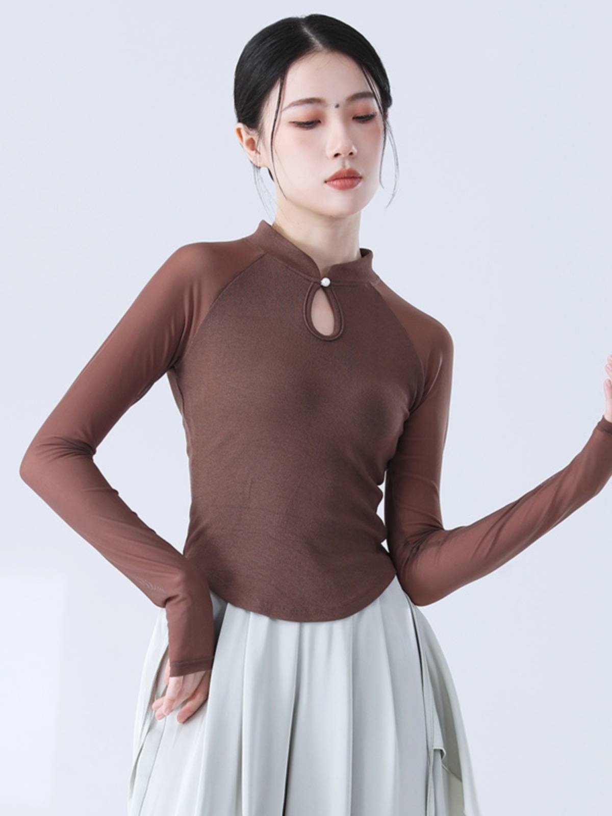 Classical Dance Dance Funmore Modern Dance Girl Adult Temperament Slim Chinese Dance Dance Dance Cheongsam Stand -collar Dance top