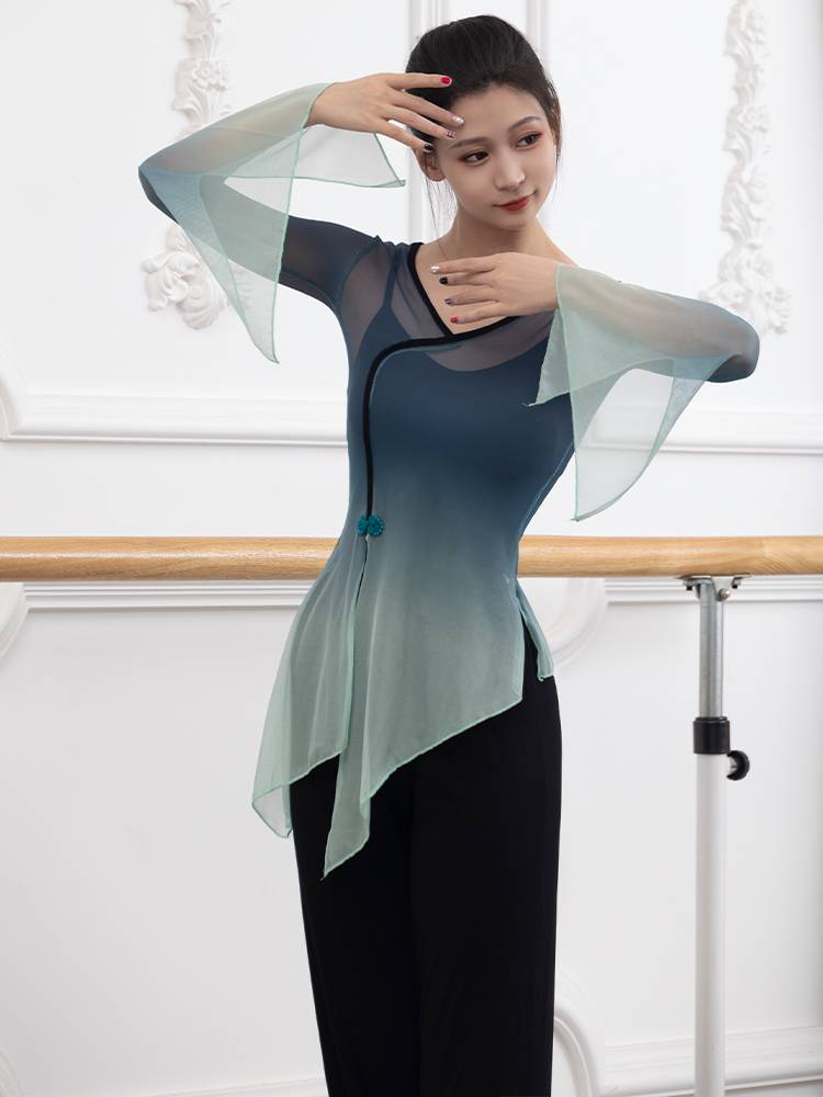 Classical dance body rhyme yae spring summer long -sleeved exercise uniform modern dance watch acting service student art test dance suit girl