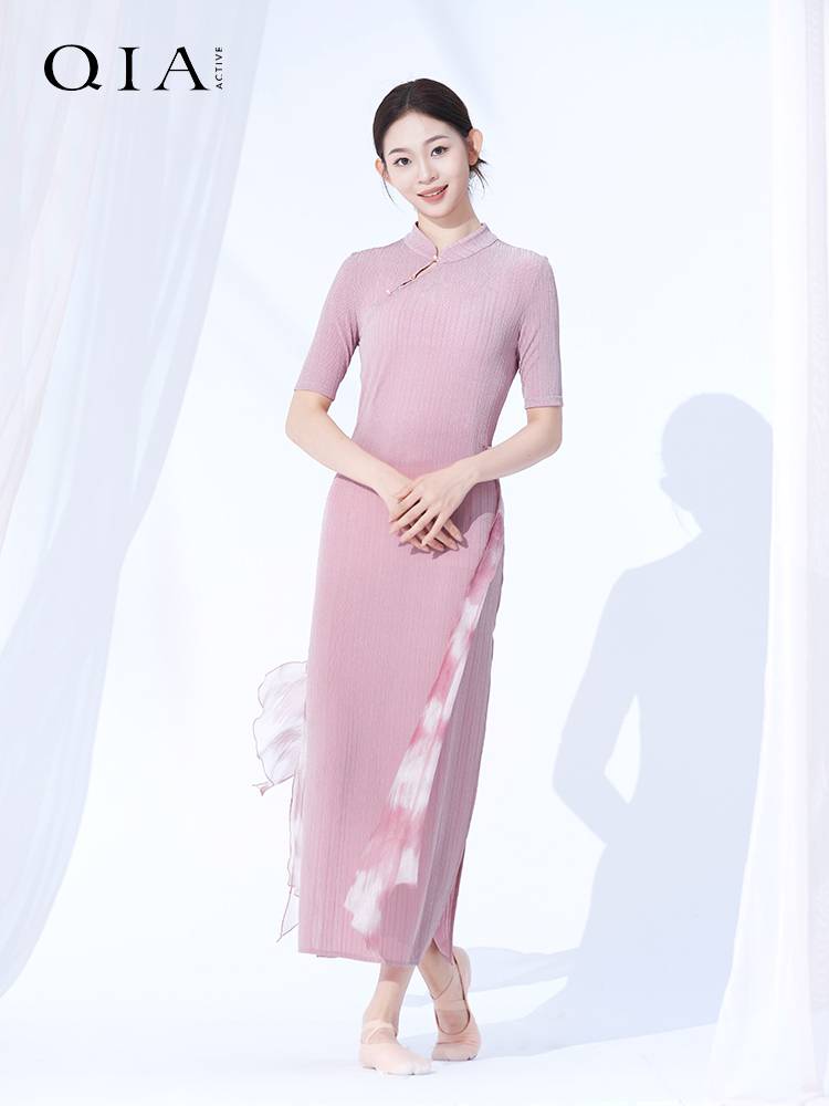 Qia Classical Dance Cheongsam Women's Sleeping Sleeveless Printing Country Dance Series Elastic Chinese Dance Practice Performance Service