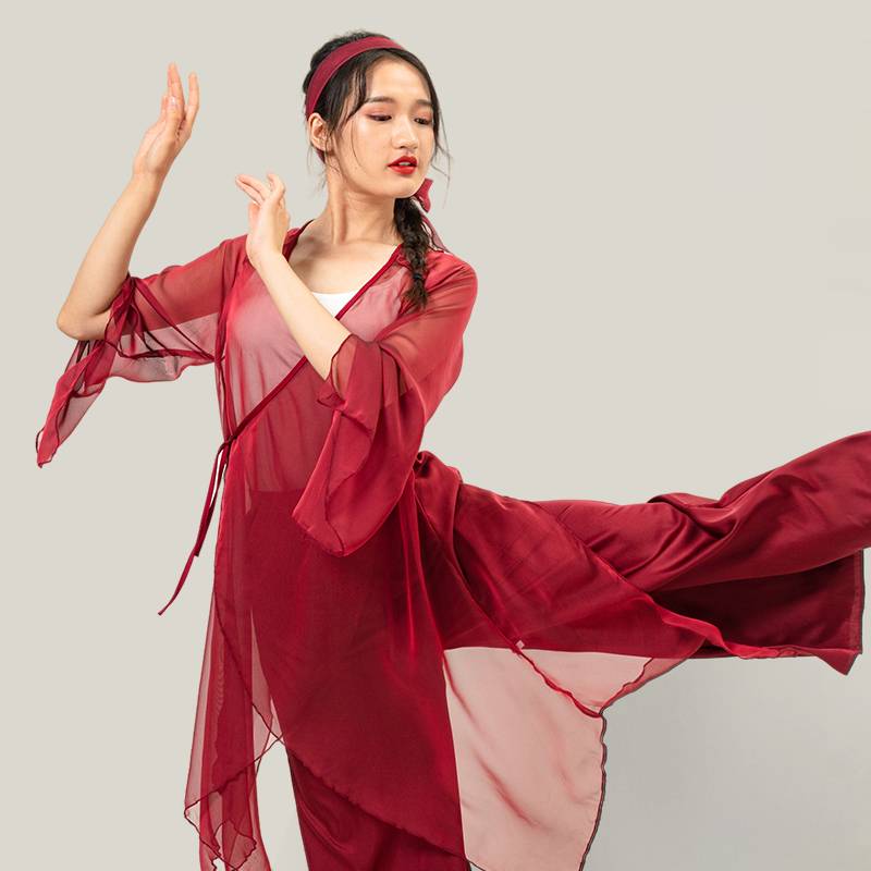 Net Red Snake Red Retro Sweet Jazz Guofeng Modern Dance Modern Dance Performance Dress Wide -leg Pants Ancient Wind