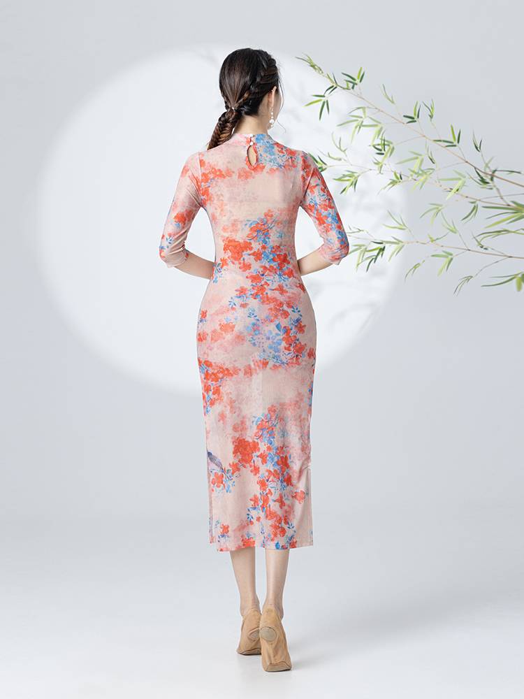 Classical dance cheongsam dance clothing high split female Chinese wind net yarn elastic improvement special 2024 new model