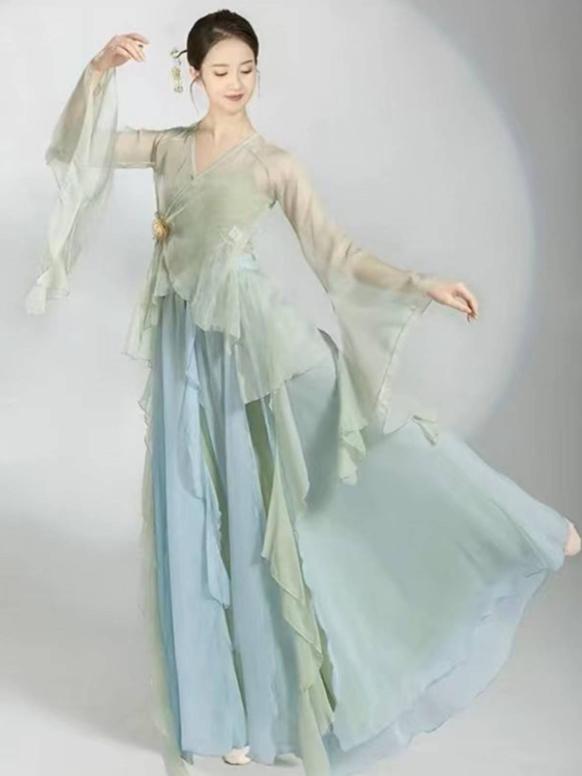 Classical dance clothing female elegant performance clothes, rhyme, practice clothes, Chinese dance performance Spring textile gauze suit