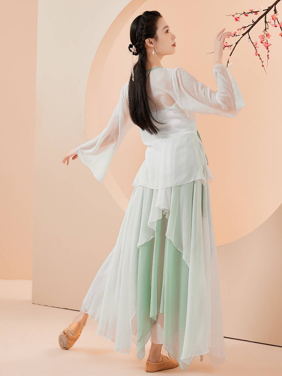 Classical dance service new top jacket elegant body rhyme yarn practice service Chinese dance nation performance clothing set women