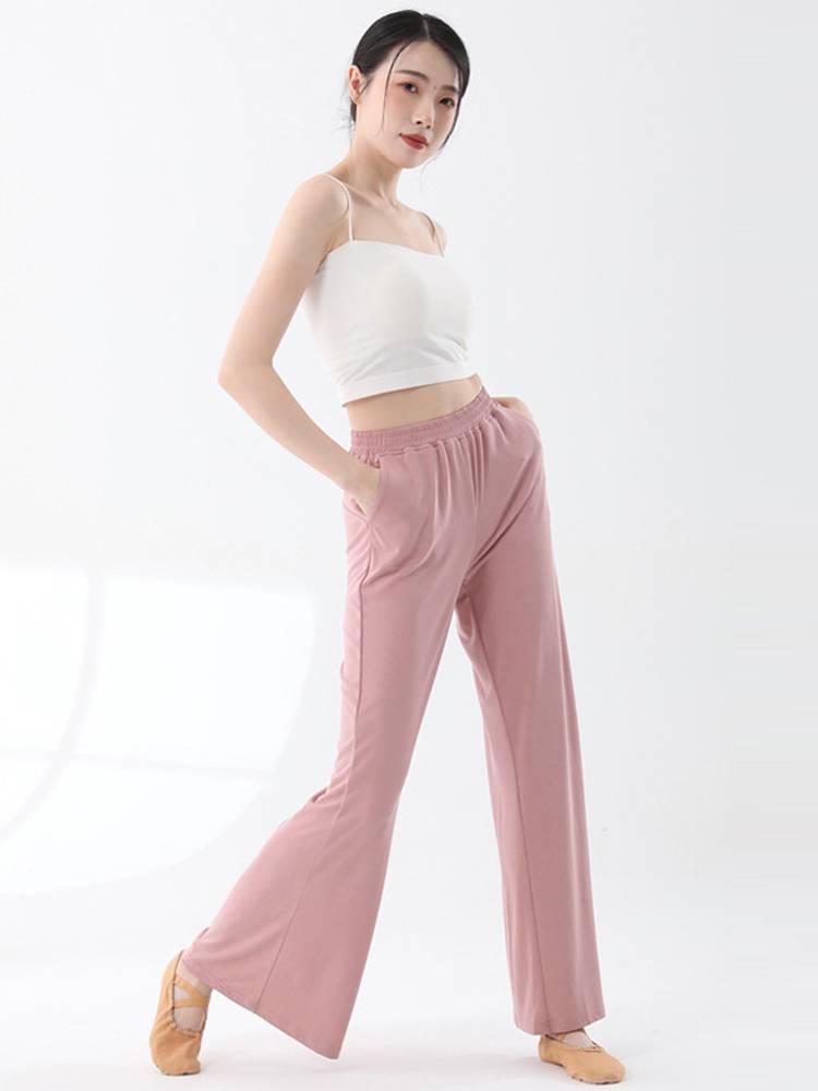 Classical dance exercise pants loose, elegant wide leg pants female copper ammonia straight trousers Chinese dance modern dance performance suit