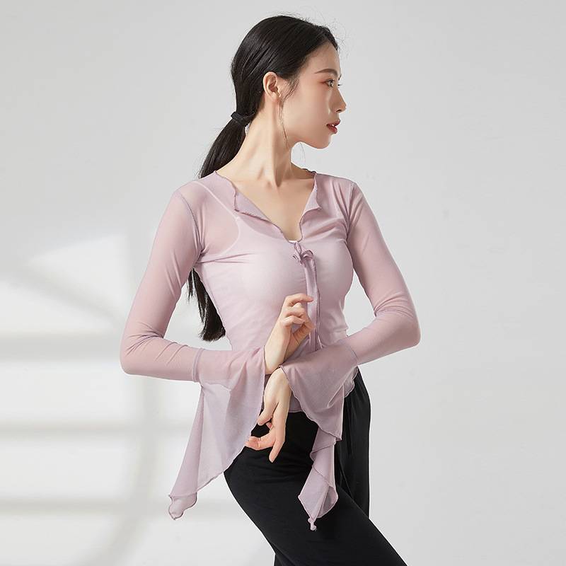 Classical dance clothing ancient style, rhyme yae nets, gap, penetrated training, modern dance national art test top