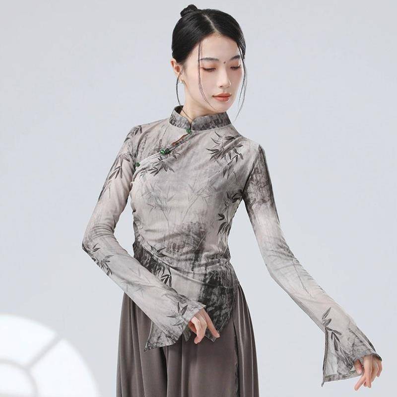 China New Chinese Classical Dance Performance Net Speed Moving Cheongsam Fun Sleeve Dance Practice Modern Dance Clothing