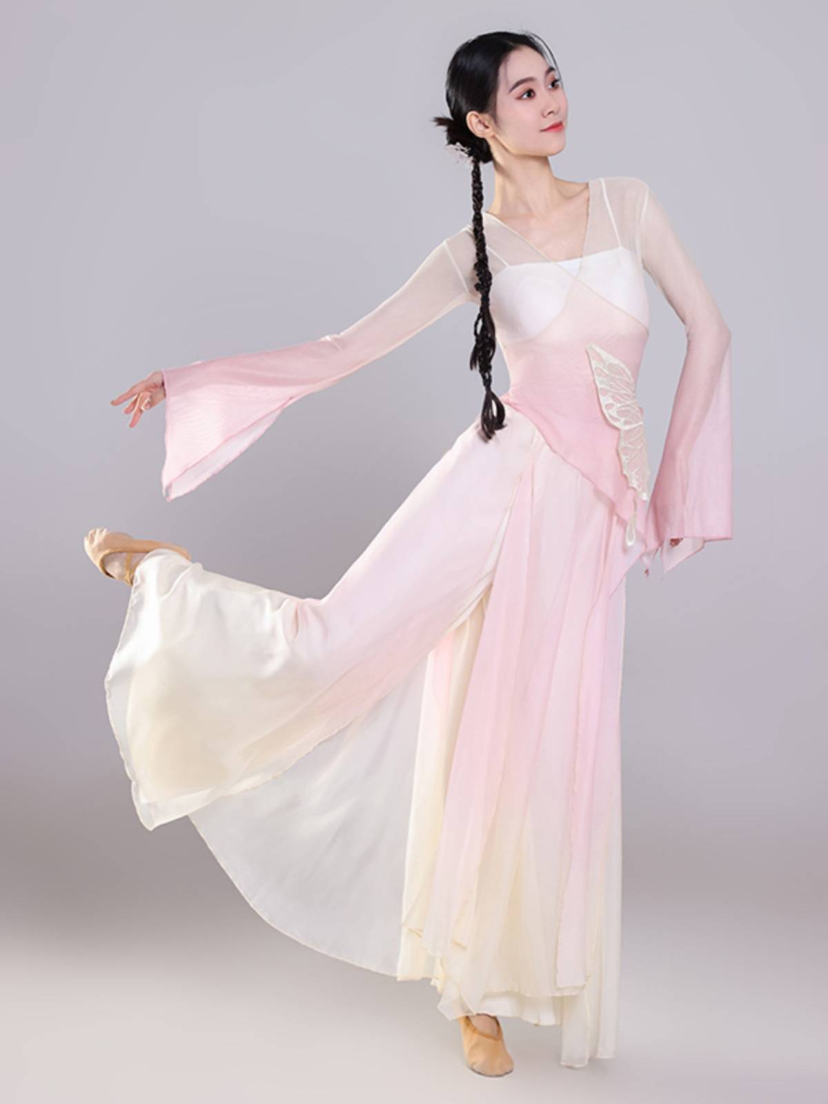 Classical Dance Gravity Butterfly Warves Gaunt Body Charm Performance Clorn Chinese Dance Spring Song Performance Set