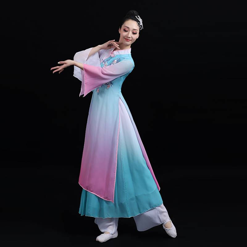 Jiangnan Classical Dance Performance Servant Female Female China Wind Yangge Clothing Set Fan Umbrella Dance Demonstration Dress