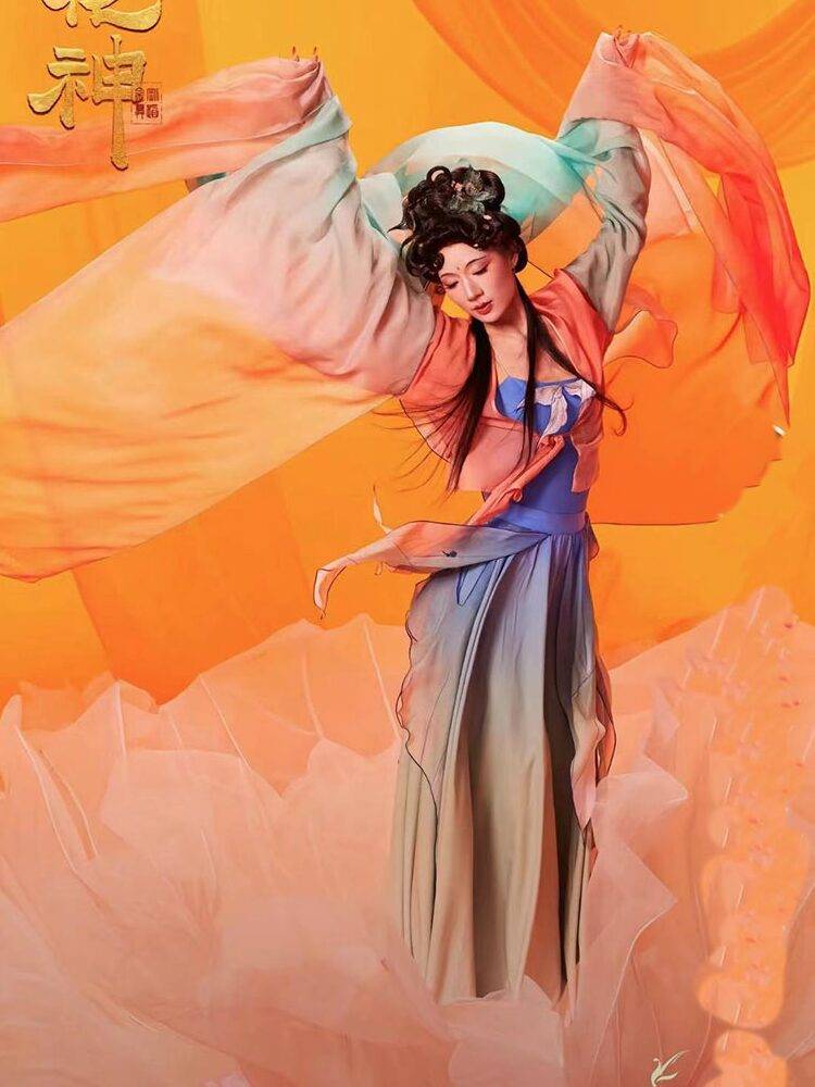 Flower God Carp Beauty Classical Dance Silk Scarf Hanfu Silk Flowing Dunhuang Plof Ribbon Gradient Transition Color Performance