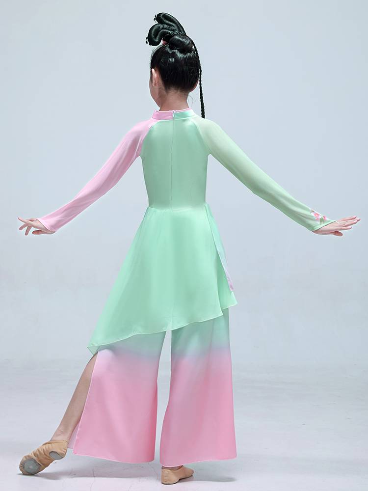 Children's classical dance performance clothing light makeup, thick makeup, always dance, girl elegant national wind umbrella dance fan dance clothing