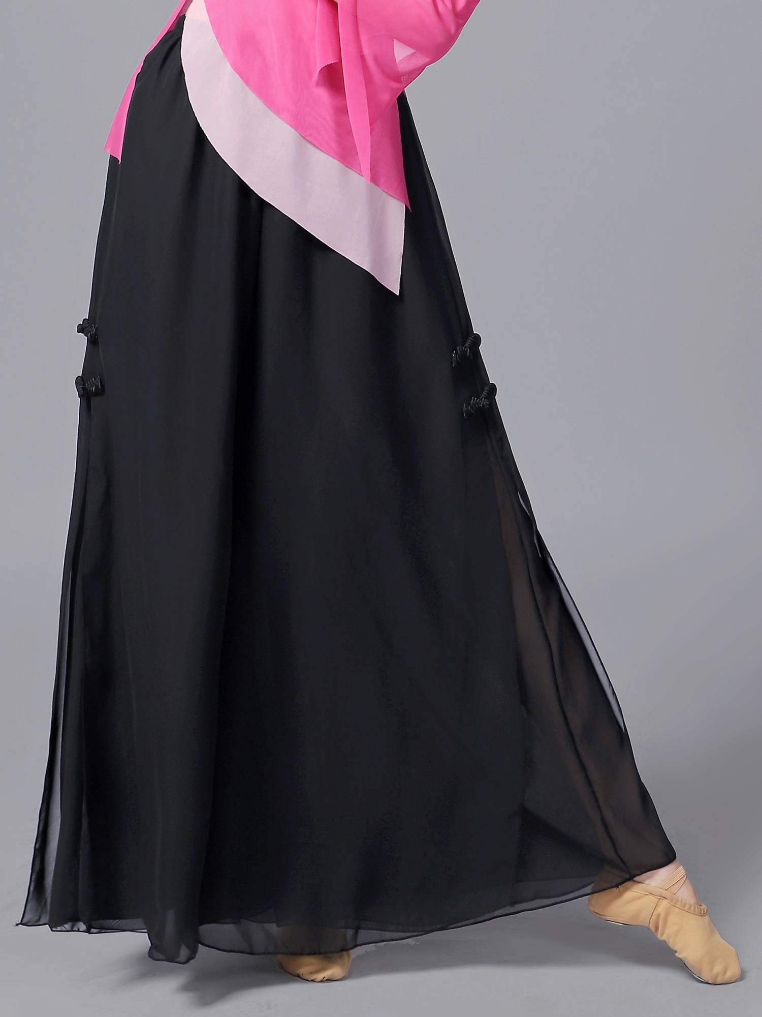 Beiwu College the same classical dance training service base training gauze wide -leg pants temperament, rhyme flared sleeve top