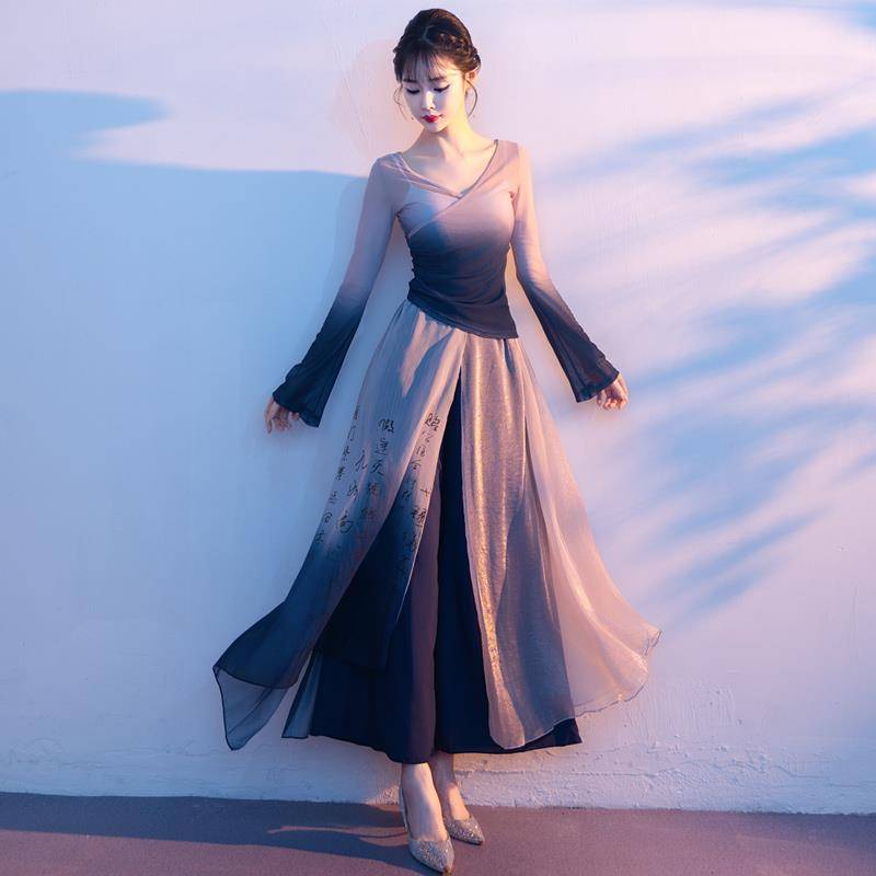 Classical dance elegant gauze national dance exercise dress skirt national wind gradually changes wide -leg performance dance service art test service