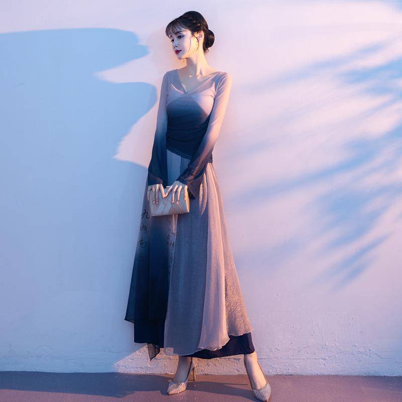 Classical dance elegant gauze national dance exercise dress skirt national wind gradually changes wide -leg performance dance service art test service
