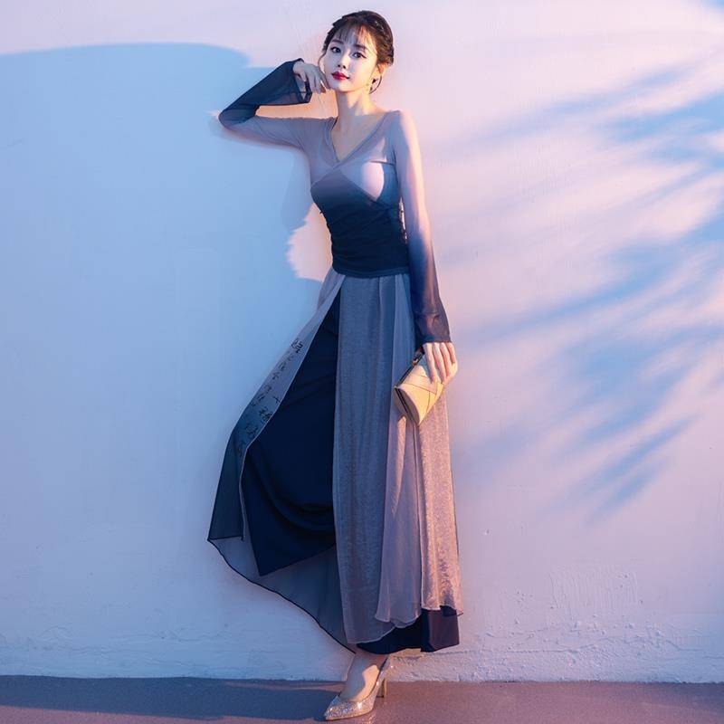Classical dance elegant gauze national dance exercise dress skirt national wind gradually changes wide -leg performance dance service art test service